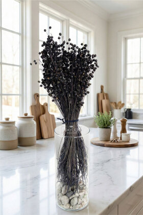 Kuru Çiçek Luna Otu Petrol Mavi - Yapay Çiçek Deposu