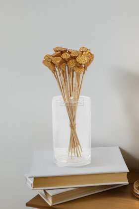 Kurutulmuş Çiçek 20li Mini Lotus 28 cm Gold - Yapay Çiçek Deposu