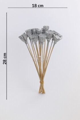  Kurutulmuş Çiçek 20li Mini Lotus 28 cm Gümüş - 3