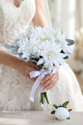 Kusursuz İhtişam Gelin Buketi 2li Set - Yapay Çiçek Deposu