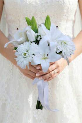 Lalin Lilyum-Lale Gelin Buketi 2li Set - Yapay Çiçek Deposu