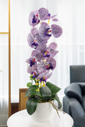 Saksıda Yapay Baskılı Islak Orkide 55 cm Lila Benekli - 2