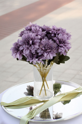 Yapay Çiçek 7li Dahlia Demeti 33 cm Pastel Lila - Yapay Çiçek Deposu