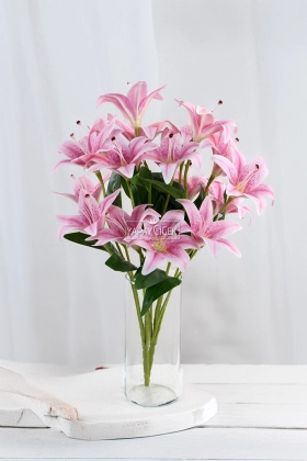 Yapay Çiçek 9lu Islak Lilyum Demeti 55 cm Lila - 2