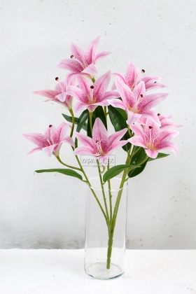 Yapay Çiçek 9lu Islak Lilyum Demeti 55 cm Lila - 3