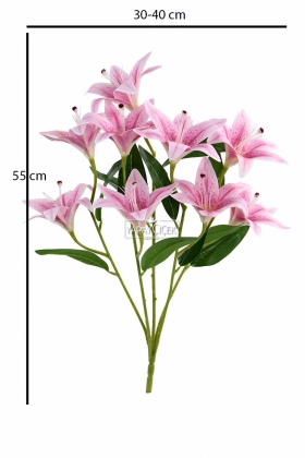 Yapay Çiçek 9lu Islak Lilyum Demeti 55 cm Lila - 6
