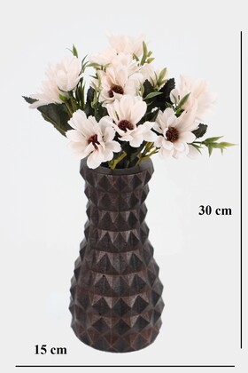 Lüx Beton Vintage Vazoda Yapay Papatya Dekoru 30 cm Krem - 2