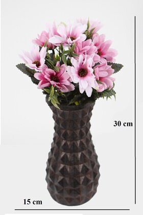 Lüx Beton Vintage Vazoda Yapay Papatya Dekoru 30 cm Lila-Pudra - 2
