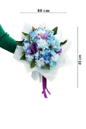 Mavi Noelia Yapay Hediyelik Buket Söz Nişan İsteme Çiçeği - 3