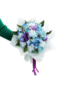 Mavi Noelia Yapay Hediyelik Buket Söz Nişan İsteme Çiçeği - 2
