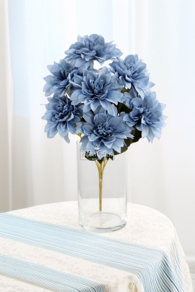 Yapay Çiçek 7li Dahlia Demeti 33 cm Pastel Mavi - 2
