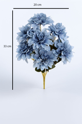 Yapay Çiçek 7li Dahlia Demeti 33 cm Pastel Mavi - 3