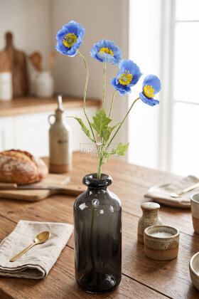 Yapay Çiçek 4lü Gelincik Dalı 60 cm Mavi - 2