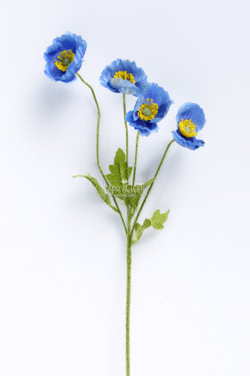 Yapay Çiçek 4lü Gelincik Dalı 60 cm Mavi - Yapay Çiçek Deposu