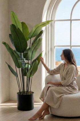 Fiber Saksıda Yapay 15 Yapraklı Starliçe Ağacı 180 cm - 1