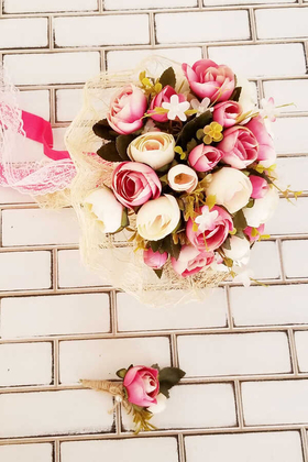 Mikolas Gelin Buketi Pastel Şakayıklar Pembe 2li Set - 2