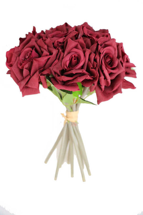 10lu Lüx Gul Demeti 25 cm Bordo - 1