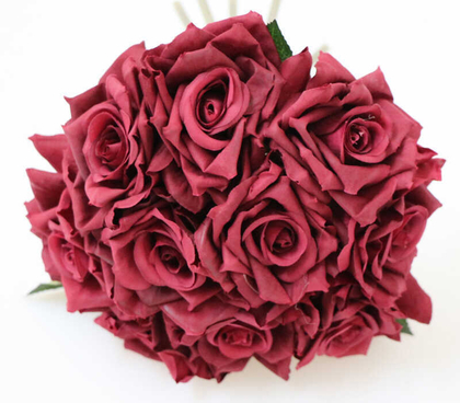 10lu Lüx Gul Demeti 25 cm Bordo - 2