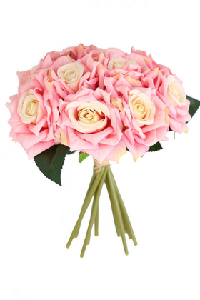 10lu Lüx Gul Demeti 25 cm Pembe-Krem - 1