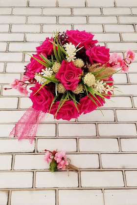 Minerva Fuşya Lüx Güller Gelin Buketi 2li Set - 2