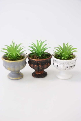 Mini Antik Beton Meşale Saksıda Yapay Succulent 3lü Set - Yapay Çiçek Deposu