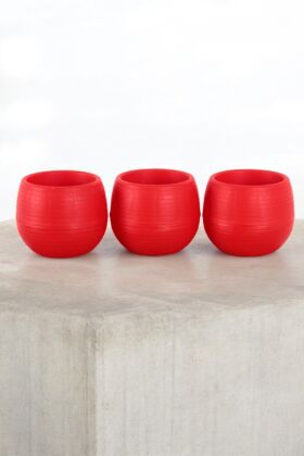 Mini Kaktüs Sukulent Saksısı 3lü Set Kırmızı Elvan Model 12.5 Cm 1.3 Litre - 3