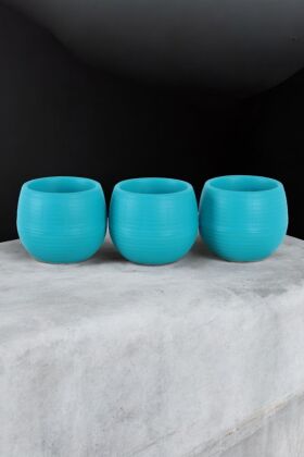 Mini Kaktüs Sukulent Saksısı 3lü Set Koyu Turkuaz Elvan Model 12.5 Cm 1.3 Litre - 4
