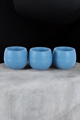 Mini Kaktüs Sukulent Saksısı 3lü Set Mavi Elvan Model 12.5 Cm 1.3 Litre - 4