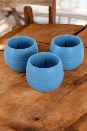 Mini Kaktüs Sukulent Saksısı 3lü Set Mavi Elvan Model 12.5 Cm 1.3 Litre - Yapay Çiçek Deposu