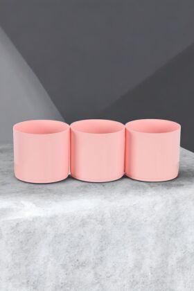 Mini Kaktüs Sukulent Saksısı 3lü Set Pembe Trend Model 10 Cm - 4