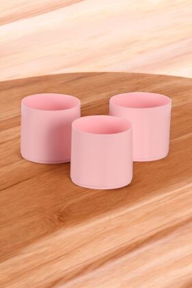 Mini Kaktüs Sukulent Saksısı 3lü Set Pembe Trend Model 6 Cm - 3