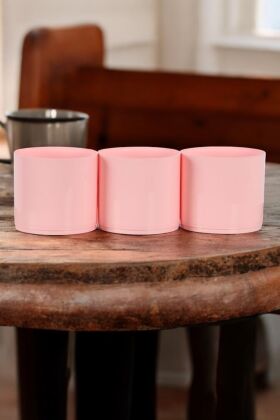 Mini Kaktüs Sukulent Saksısı 3lü Set Pembe Trend Model 8 Cm - 3