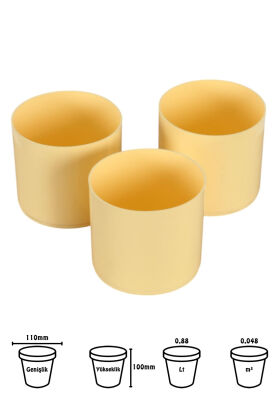 Mini Kaktüs Sukulent Saksısı 3lü Set Sarı Trend Model 10 Cm - 2