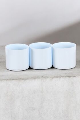 Mini Kaktüs Sukulent Saksısı 3lü Set Soft Mavi Trend Model 6 Cm - 3