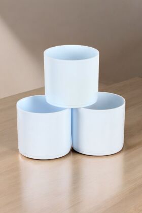 Mini Kaktüs Sukulent Saksısı 3lü Set Soft Mavi Trend Model 8 Cm - 3