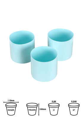 Mini Kaktüs Sukulent Saksısı 3lü Set Turkuaz Trend Model 10 Cm - 2