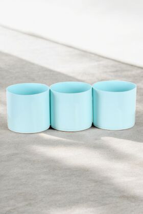 Mini Kaktüs Sukulent Saksısı 3lü Set Turkuaz Trend Model 10 Cm - 4