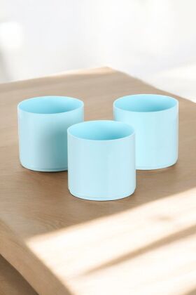Mini Kaktüs Sukulent Saksısı 3lü Set Turkuaz Trend Model 6 Cm - 3