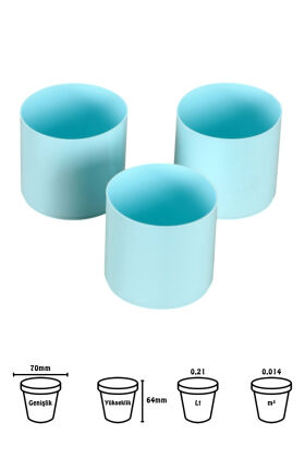 Mini Kaktüs Sukulent Saksısı 3lü Set Turkuaz Trend Model 6 Cm - 2