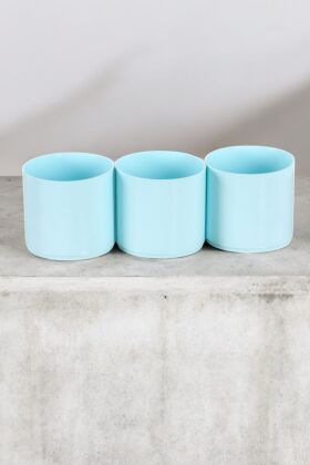 Mini Kaktüs Sukulent Saksısı 3lü Set Turkuaz Trend Model 6 Cm - 4