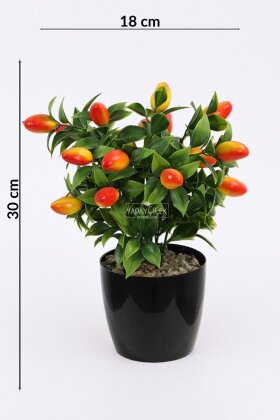 Siyah Saksılı Yapay Mini Kamkat Ağacı 30 cm - 3