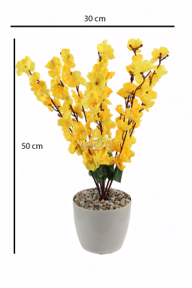 Yapay Mini Bahar Dalı Japon Kiraz Çiçeği Ağacı 50 cm Sarı - 2