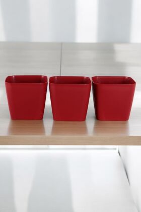 Modern Safir Kare Saksı 3lü Set Bordo 5,6 Litre - 3