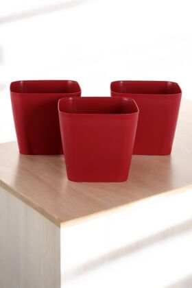 Modern Safir Kare Saksı 3lü Set Bordo 5,6 Litre - 4