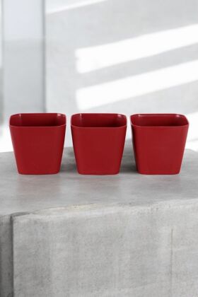 Modern Safir Kare Saksı 3lü Set Bordo 0,8 Litre - 3