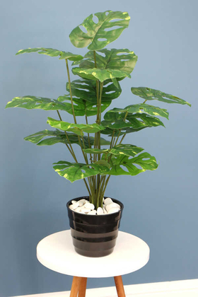 Melamin Saksıda Yapay 18 Dallı Lüx Monstera Deliciosa (Deve Tabanı) - 2