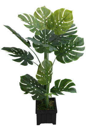 Yapay Deve Tabanı Ağacı Ahşap Saksıda 120 cm ( Monstera Deliciosa) - 1