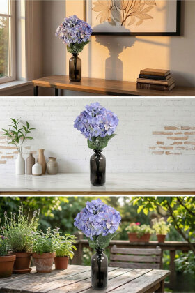 Yapay Çiçek Büyük 5 Dal Ortanca Demeti Mor - 2