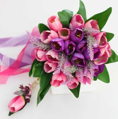 Lale Gelin Cicegi Lale Gelin Buketi Mor-Pembe - 2