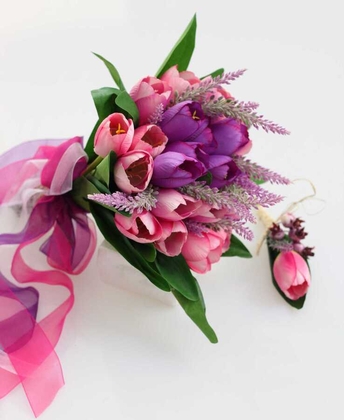 Lale Gelin Cicegi Lale Gelin Buketi Mor-Pembe - 4